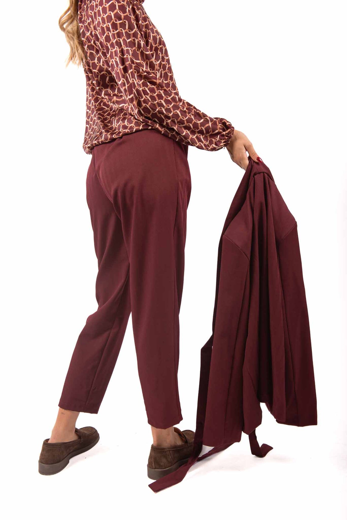 Pantaloni Chino Bordeaux con Cintura donna Miss love - 4