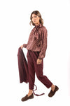 Blusa Satin con Fiocco e Stampa Catene Bordeaux donna Miss love - 2