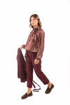 Blusa Satin con Fiocco e Stampa Catene Bordeaux donna Miss love - 1
