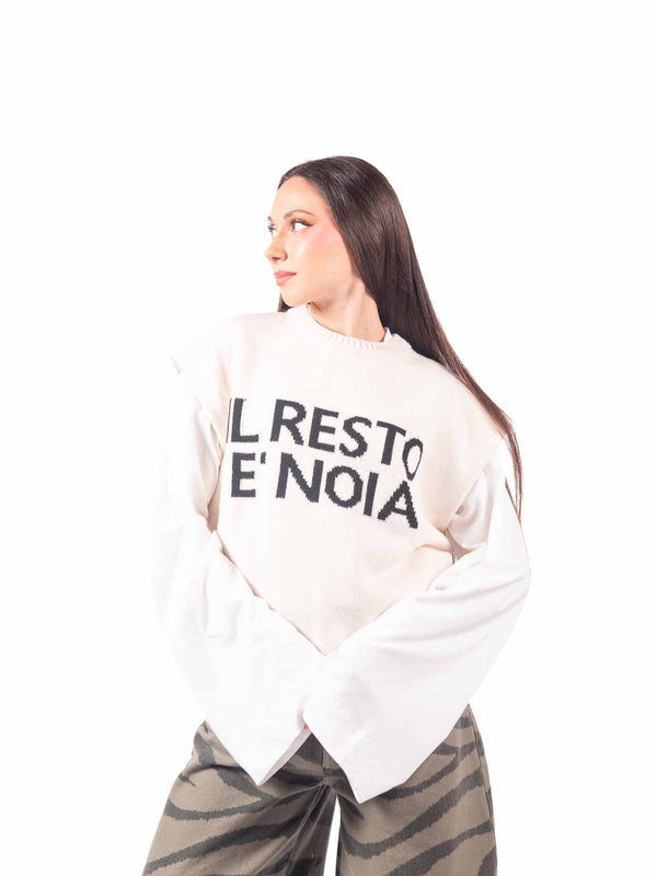 Gilet in Maglia Panna "Il resto è noia" da donna Tensione in