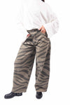 Jeans Barrel Fit Zebrato Verde Militare donna Tensione in - 2