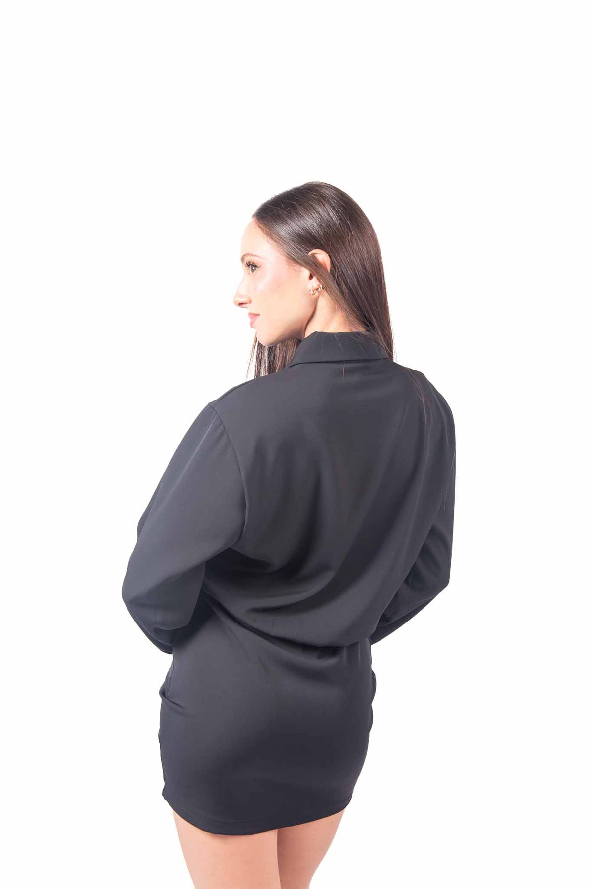 Abito Corto Nero con Colletto e Bracciale donna Tensione in - 5