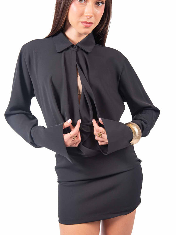 Abito Corto Nero con Colletto e Bracciale da donna Tensione in