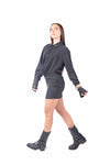 Abito Corto Nero con Colletto e Bracciale donna Tensione in - 4