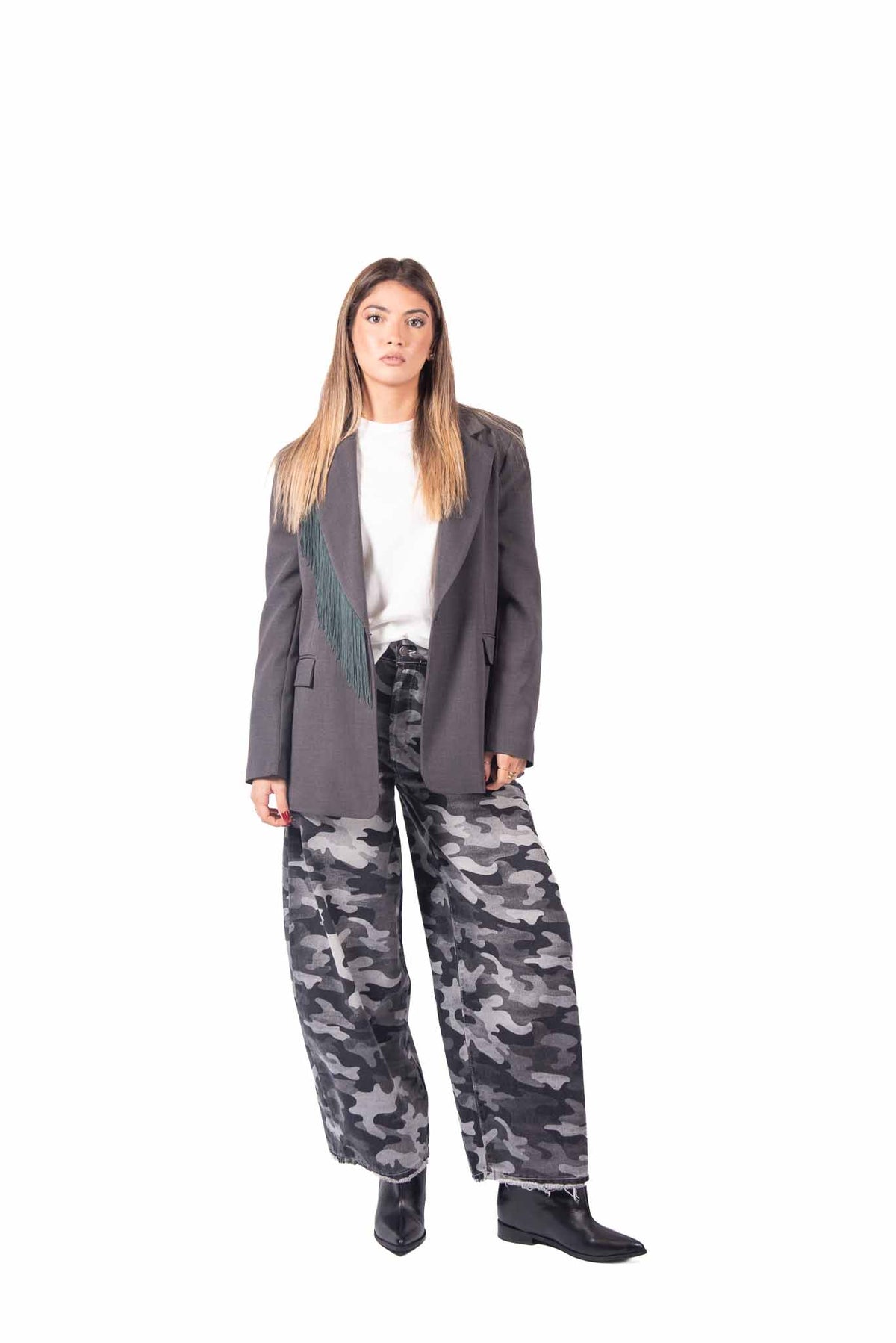 Jeans Barrel Fit Maculato Grigio donna Tensione in - 1