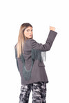 Blazer Sartoriale Grigio con Frange sul Revers donna Tensione in - 2