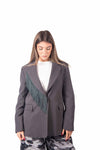 Blazer Sartoriale Grigio con Frange sul Revers donna Tensione in - 5