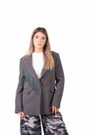 Blazer Sartoriale Grigio con Frange sul Revers donna Tensione in - 1