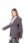 Blazer Sartoriale Grigio con Frange sul Revers donna Tensione in - 3