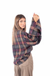 Blusa a Quadri con Manica Ampia donna Tensione in - 2