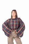 Blusa a Quadri con Manica Ampia donna Tensione in - 1