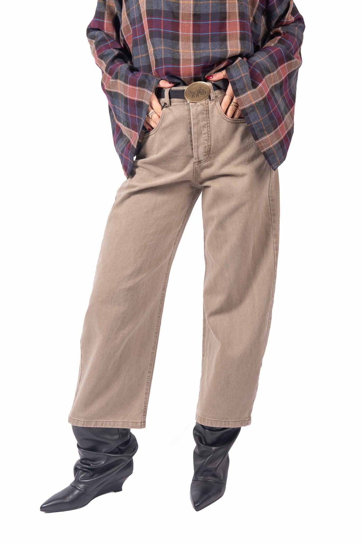 Jeans Wide Leg Sabbia con Cintura donna Tensione in - 2