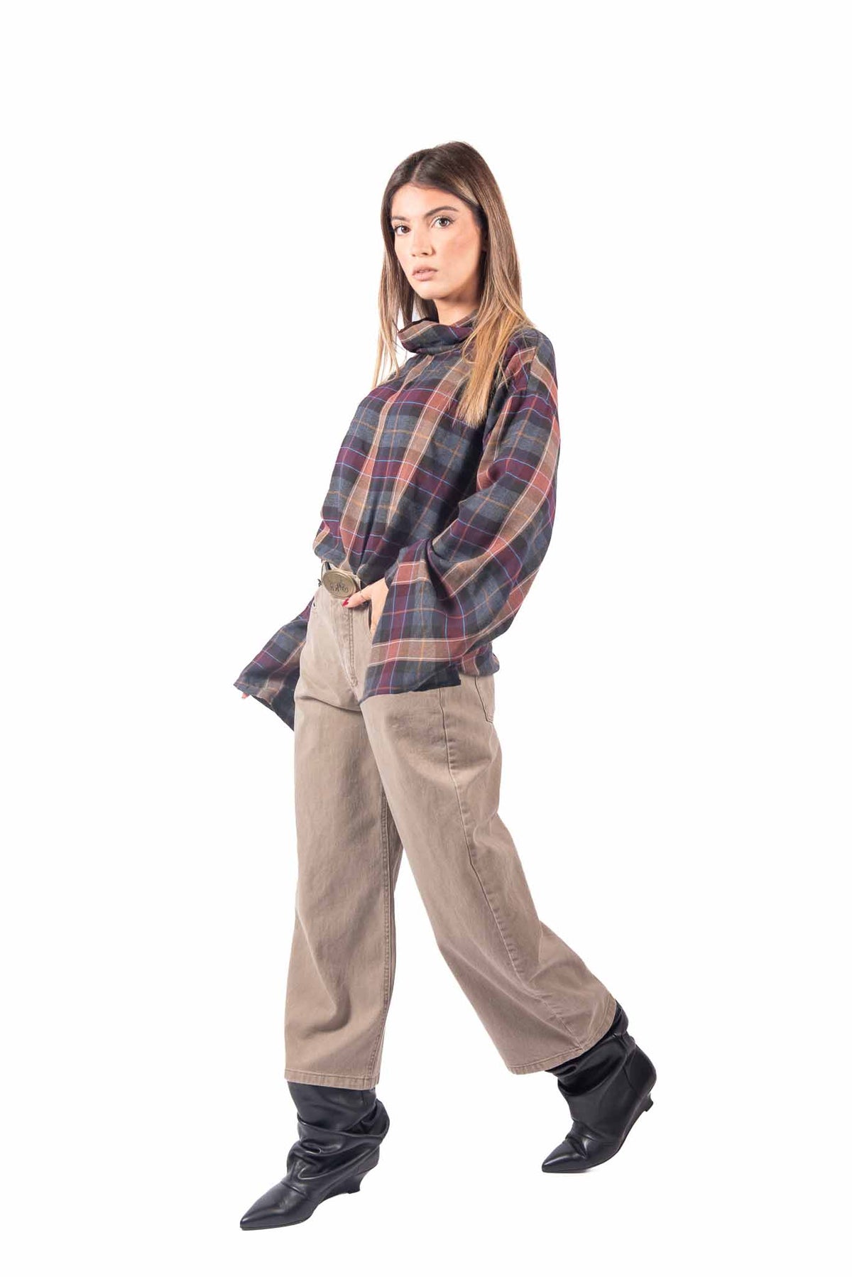 Jeans Wide Leg Sabbia con Cintura donna Tensione in - 6