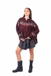 Bomber Tricot Bordeaux con Frange donna Tensione in - 1