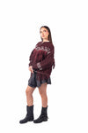 Bomber Tricot Bordeaux con Frange donna Tensione in - 2