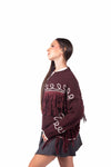 Bomber Tricot Bordeaux con Frange donna Tensione in - 4
