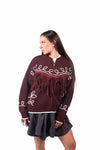 Bomber Tricot Bordeaux con Frange donna Tensione in - 5