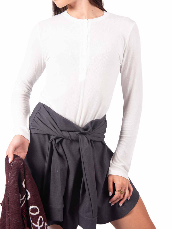 Maglia Serafino Bianca a Costine da donna Tensione in