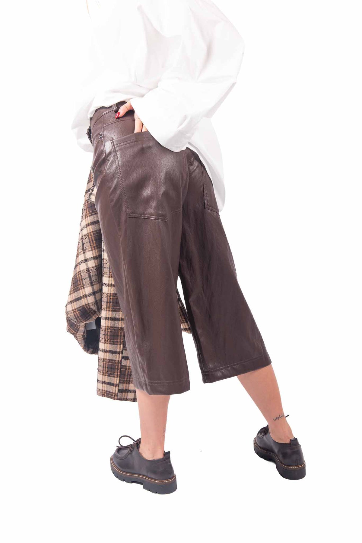 Bermuda Lungo Marrone in Ecopelle donna Tensione in - 5