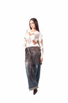 Pareo in Ecopelle Marrone con Frange donna Tensione in - 1