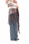 Pareo in Ecopelle Marrone con Frange donna Tensione in - 3