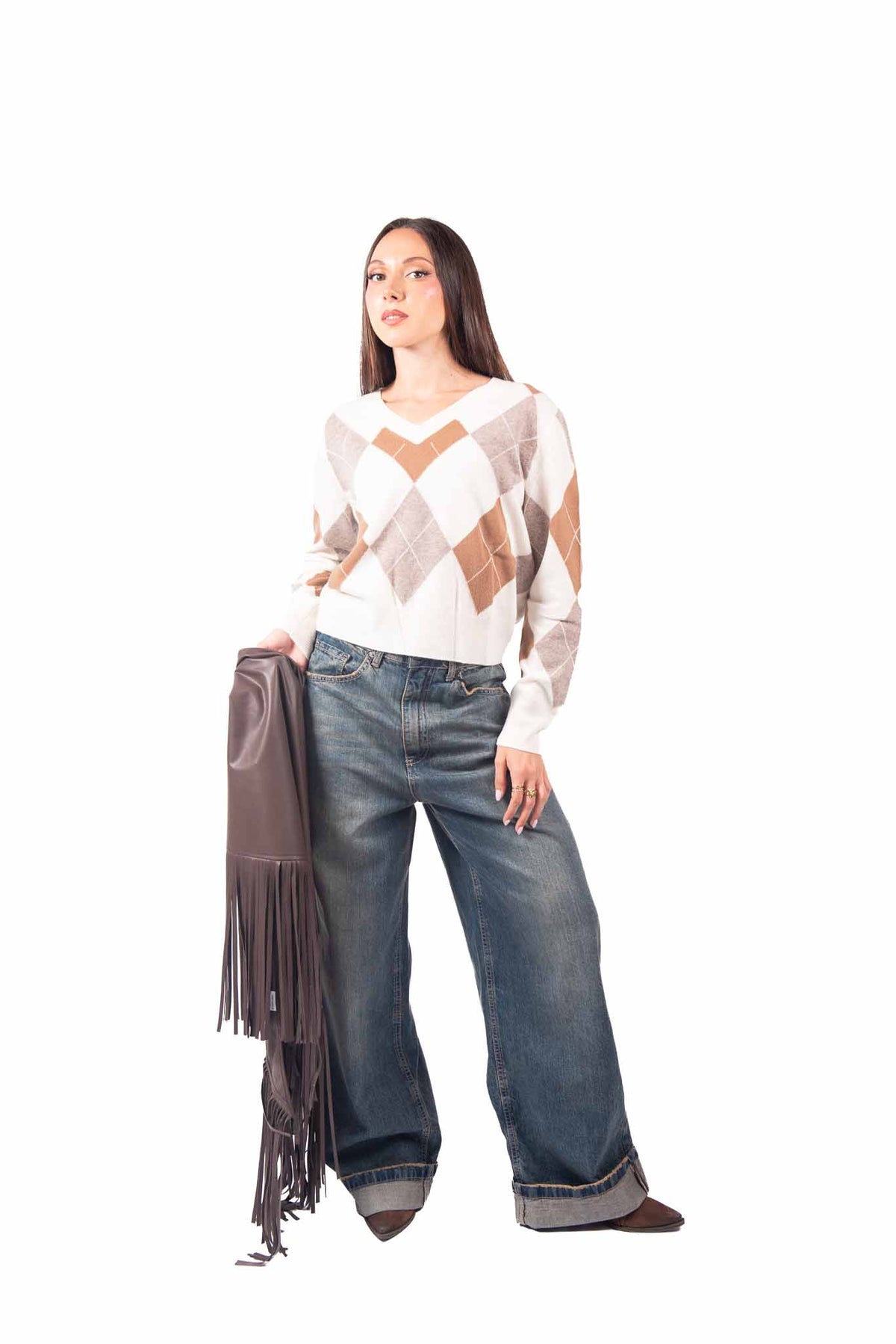 Jeans Wide Leg Vintage con Risvolto donna Tensione in - 5