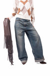 Jeans Wide Leg Vintage con Risvolto donna Tensione in - 1