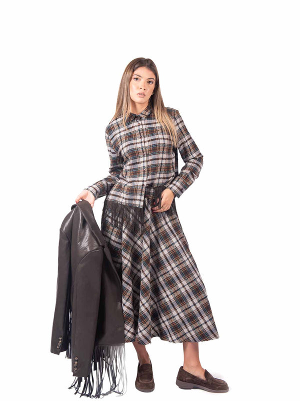 Camicia a Quadri Tartan con Frange da donna Tensione in