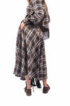 Gonna Midi a Quadri Tartan con Vita Elasticizzata donna Tensione in - 2