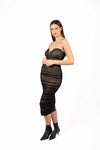 Abito Midi Drapeggiato Nero donna Miss love - 1