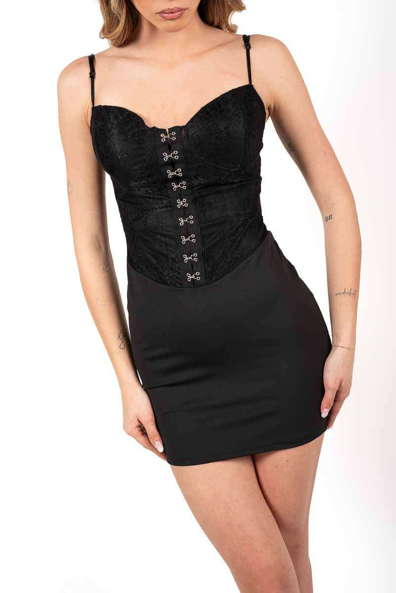 Mini Dress con Bustier Nero donna Miss love - 3