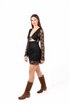 Abito Mini in Pizzo Nero donna Miss love - 5