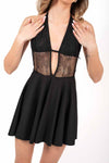 Abito Mini con Inserti in Pizzo Nero donna Miss love - 3