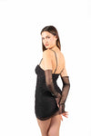 Abito Mini con Strass e Tulle Nero donna Miss love - 6