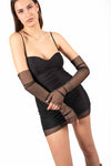 Abito Mini con Strass e Tulle Nero donna Miss love - 2