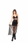 Abito Lungo con Inserti in Tulle Nero donna Miss love - 1