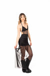 Abito Lungo con Inserti in Tulle Nero donna Miss love - 2