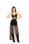 Abito Lungo con Inserti in Tulle Nero donna Miss love - 7