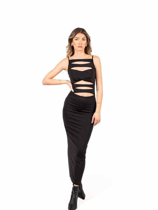 Abito Lungo Cut-out Nero da donna Miss love
