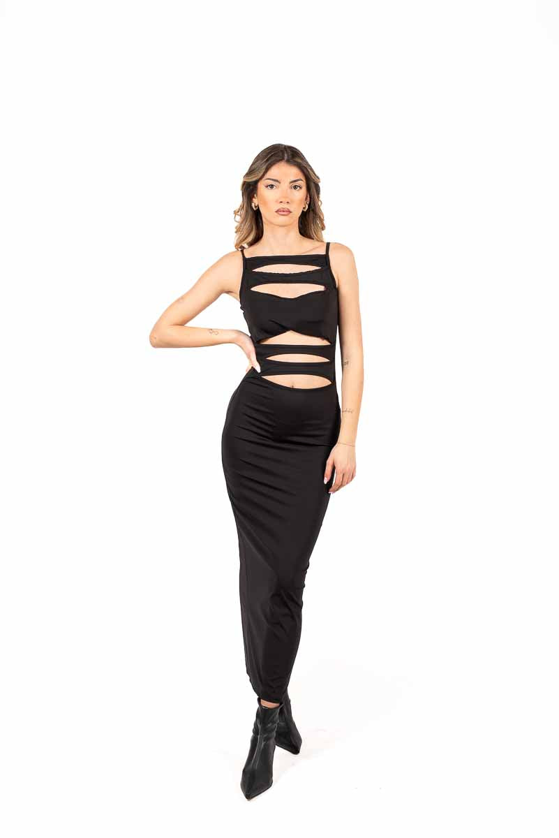 Abito Lungo Cut-out Nero donna Miss love - 1