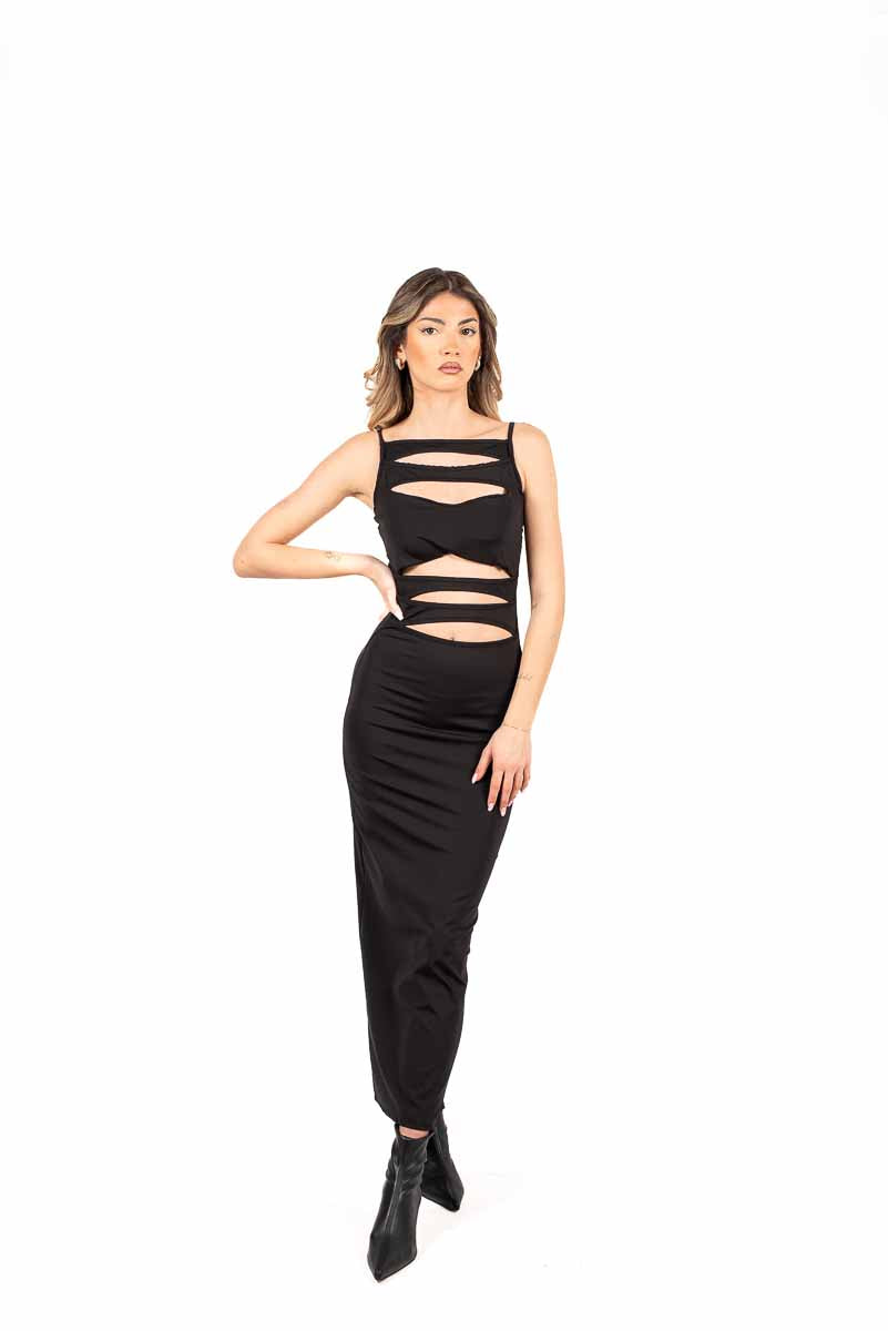 Abito Lungo Cut-out Nero donna Miss love - 2