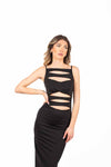 Abito Lungo Cut-out Nero donna Miss love - 3