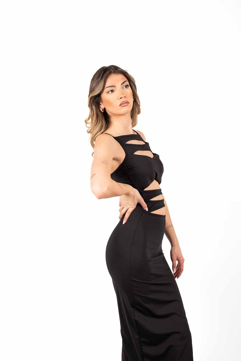 Abito Lungo Cut-out Nero donna Miss love - 4