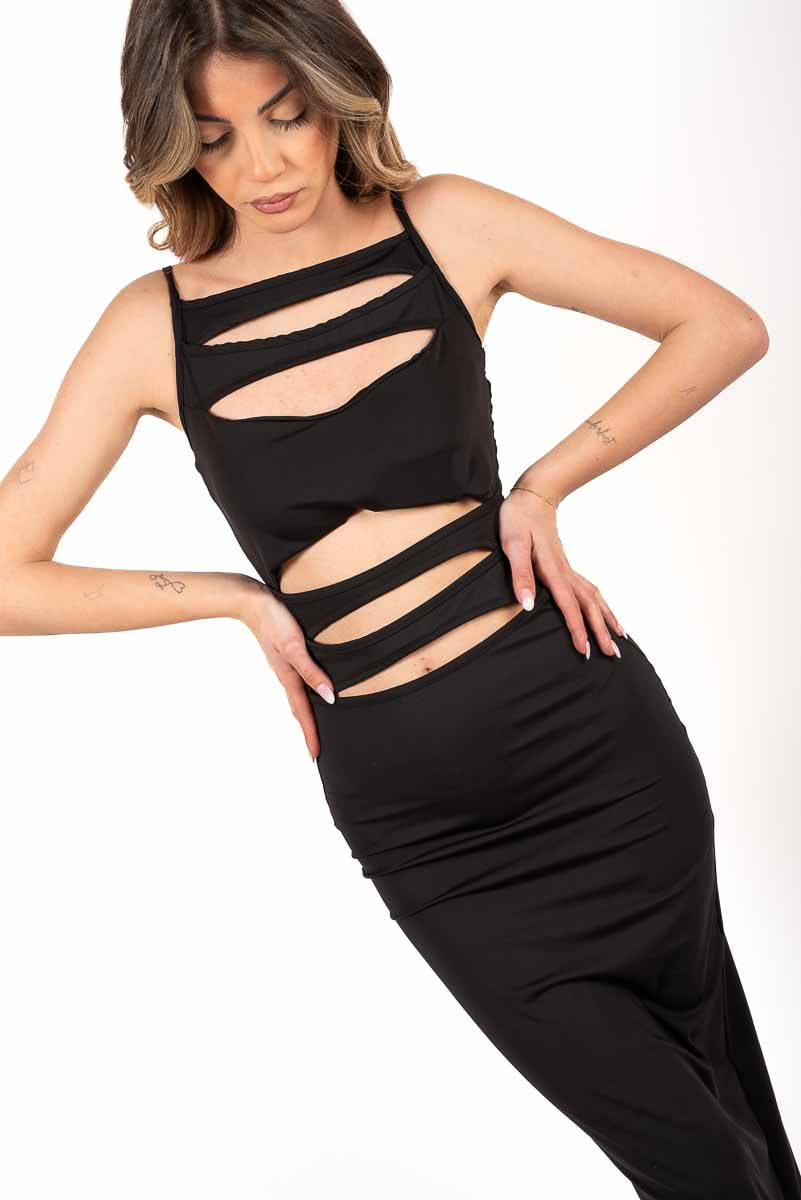 Abito Lungo Cut-out Nero donna Miss love - 6