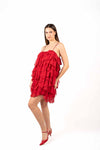 Abito Mini in Chiffon Rosso donna Miss love - 6