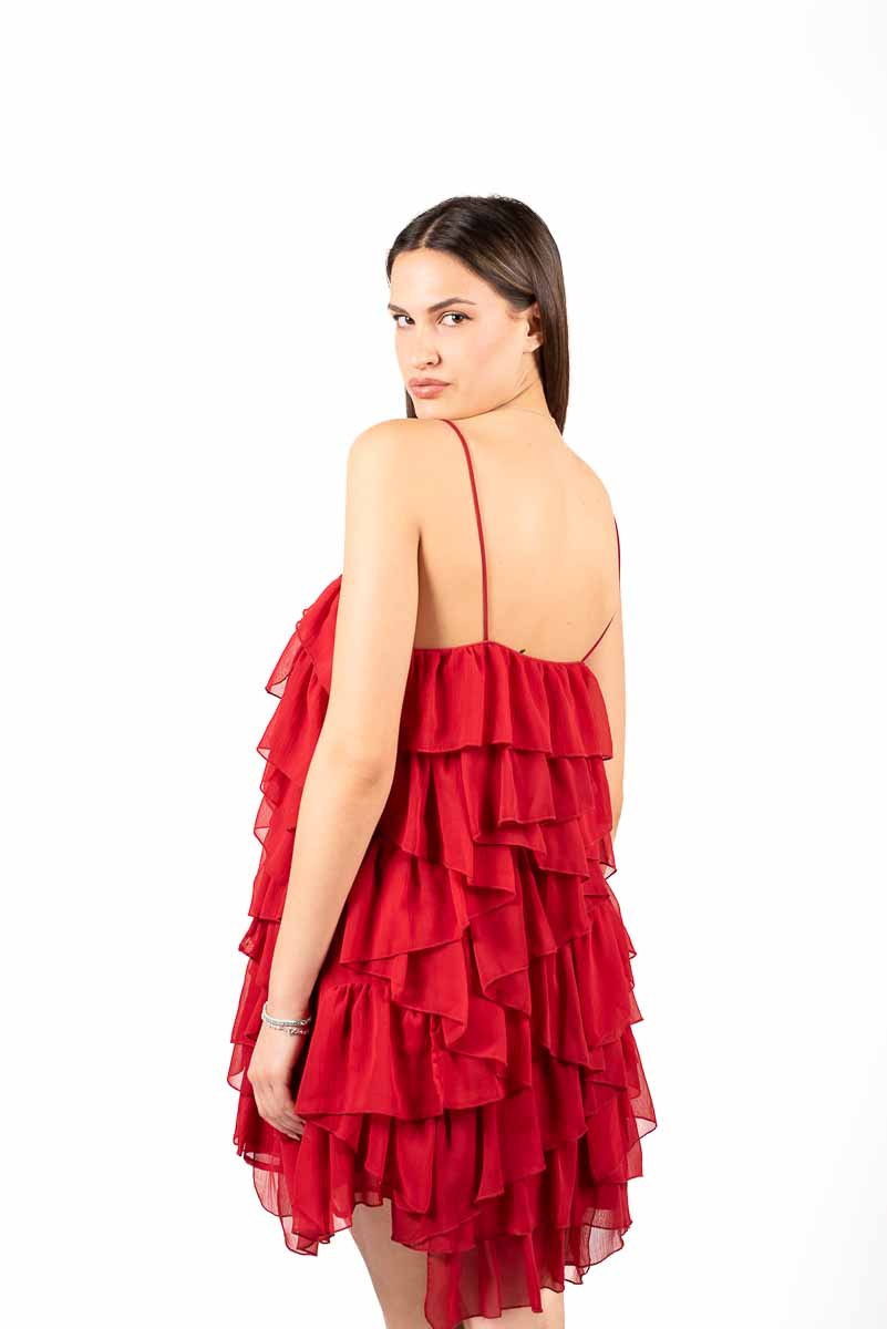 Abito Mini in Chiffon Rosso donna Miss love - 3