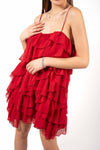Abito Mini in Chiffon Rosso donna Miss love - 1