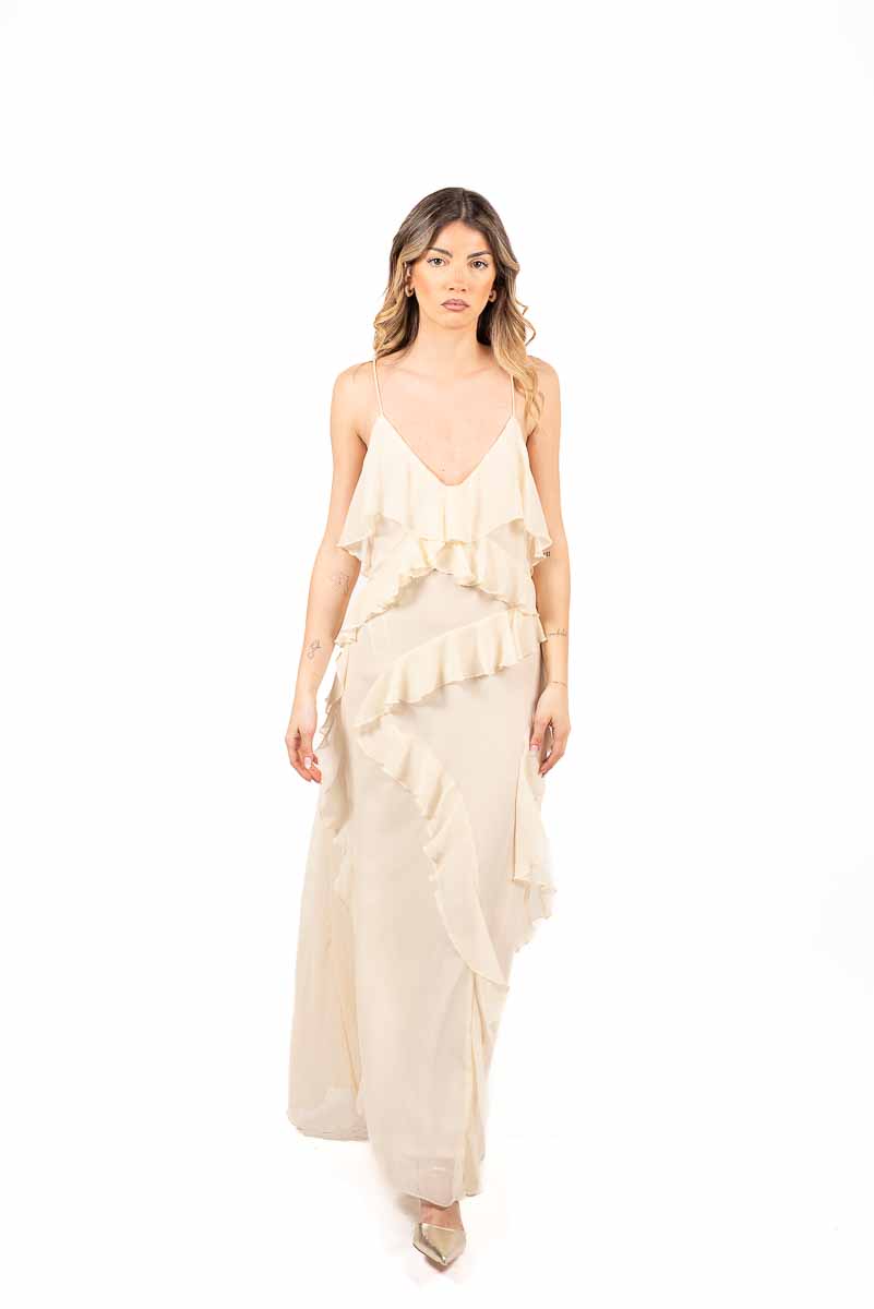 Abito Lungo in Chiffon Panna donna Miss love - 1