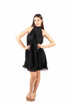 Abito Corto in Chiffon Plissé Nero donna Miss love - 1