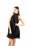 Abito Corto in Chiffon Plissé Nero donna Miss love - 2